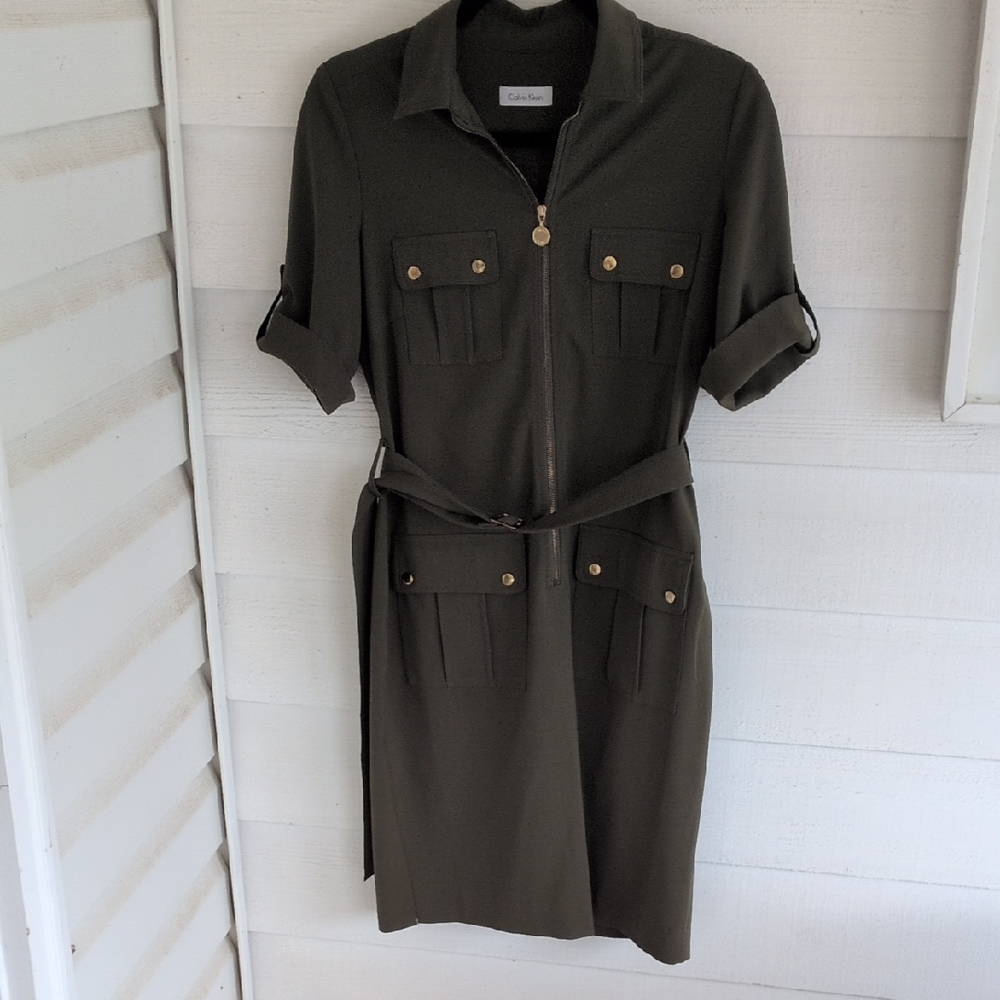 Calvin Klein Women's Dark Green Midi Dress